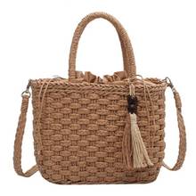 Bolso cruzado de hombro para mujer, bandolera de paja con borlas de diseñador, para ocio y vacaciones en la playa, de ratán, novedad de verano 2024 - compra barato