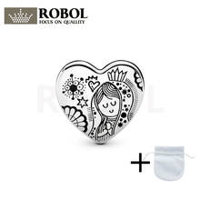 2021 New Popular 100% 925 Sterling Silver Heart-shaped Carving Girl's Fashion Charm Bead Jewelry Free Wholesale for Ladies 2024 - buy cheap