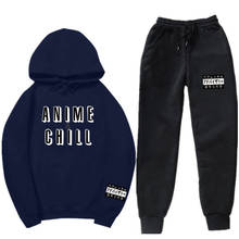 Conjunto de agasalho japonês masculino do anime chill, para homens, com capuz e calças de moletom, para corrida 2024 - compre barato