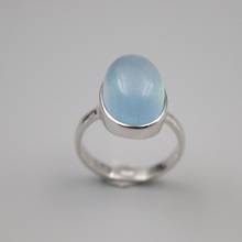 Pure 925 Sterling Silver Ring Width 15mm Aquamarine Bead Ring For Woman US size 6-10 2024 - buy cheap