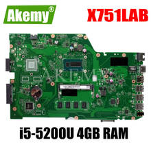 AKEMY X751LAB original mainboard For Asus X751L K751L R752L X751LA X751LN X751LK X751LJ with 4GB RAM i5-5200U Laptop motherboard 2024 - buy cheap