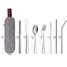 304 Dinnerware Set Travel Camping Cutlery Set Reusable Silverware with Metal Straw Spoon Fork Chopsticks and Portable Case 2024 - buy cheap