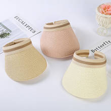 Sun Hats For Women Summer Sun Visors Ladies Fashion Raffia Weave UV Protection Caps Hollow Sunproof Wide Brim Straw Hat 2024 - buy cheap