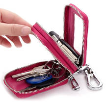 New Genuine Leather Women Key Holder Keychain Organizer Wallet Car Key Case Pouch Men Doblue Layers Housekeeper bag 2024 - buy cheap