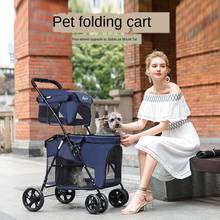 Lightweight folding double-layer pet stroller dog large space cart cage four-wheeled outdoor travel supplies 2024 - buy cheap