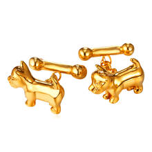 Abotoaduras osso de cachorro fofo de gola para homens ouro/prata botão de punho joia da moda de alta qualidade c137 2024 - compre barato