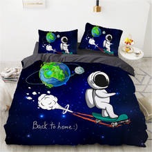 cartoon bedding set for kids children baby Child duvet cover set 140x200 twin single Bed linen Customizable size Space astronaut 2024 - buy cheap