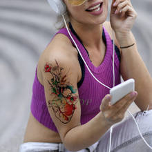 Tatuaje temporal a prueba de agua pegatina flor corazón Rosa tatuaje falso tatuaje temporaire tamaño grande para Mujeres Hombres y niñas 2024 - compra barato