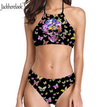 Jackherelook Butterflies Design Women Padded Push Up Swimwear Halter String Low Waisted Swimsuit Sets 2 Pieces Monokini Mujer 2024 - buy cheap