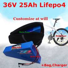36v 25ah lifepo4 triangle lithium battery with BMS for 1500w 750w machinery electric bicycle bike scooter +3A charger + bag 2024 - buy cheap