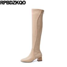 Stretch Boots Over The Knee Square Toe Thick Designer Shoes Women Luxury 2021 Suede Slim Chunky Sexy Winter Tall Long Vintage 2024 - buy cheap