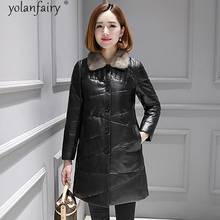 2020 Genuine Leather Down Jacket Female Winter Autumn Sheepskin Coat Mink Fur Collar Korean Real Leather Jacket Women ZD1812 KJ 2024 - buy cheap