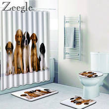Zeegle-cortinas de ducha para perros, juego de alfombrillas de baño de poliéster impermeables, antideslizantes, decoración de alfombra de Pedestal para inodoro 2024 - compra barato