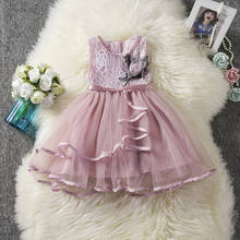 Flower Toddler Girls Mesh Tulle Dresses For Kids Vintage Summer Sleeveless Elegant Party Tutu  Children Baby Clothes 2024 - buy cheap
