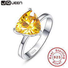 100% 925 prata esterlina natural citrino anéis para mulheres feminino triângulo anel dedo famosa jóias originais jóias finas 2024 - compre barato