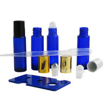 24x10 ml azul Cobalto vidro roll on frasco de perfume Vazio Recarregáveis roll-on recipientes de óleo essencial 10cc uso cosmético da embalagem 2024 - compre barato
