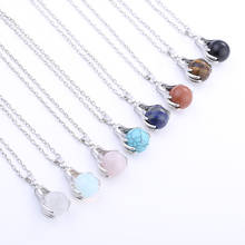 Hot Sale Reiki Natural Stone Pendulum Crystal Quartz Round Bead Pendants Necklace Fashion Jewelry for Women Men Chakra jewelry 2024 - buy cheap