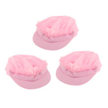 3 Pink Mesh Chef Hat Restaurant Kitchen Working Catering Elastic Cap for Adults 2024 - buy cheap