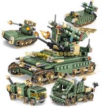  649pcs 4in1 military army tank armoured car weapon self-propelled anti-aircraft gun 3  building blocks Bricks Toy 2024 - buy cheap