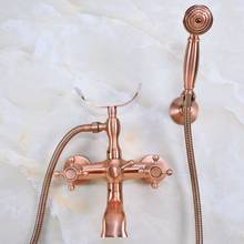 Antique Red Copper Bathroom Tub Faucet Telephone Style Bathroom Bathtub Wall Mounted With Handshower Swive Tub Spout zna360 2024 - buy cheap