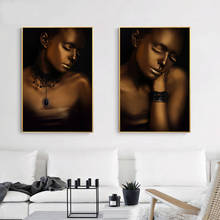 African Black Gold Girls Art Canvas Painting Models Women Wall Art Posters Prints Nordic Picture Living Room Home Design Decor 2024 - buy cheap