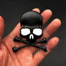 3D Черный Металлический Череп Скелет крест автомобиль багажник эмблема значок наклейка 2024 - купить недорого