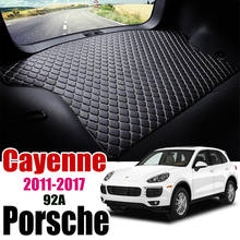 Кожаный коврик для багажника автомобиля Porsche Cayenne 92A 2011-2017, коврик для багажника, подкладка для груза, гибридная подкладка для украшения интерьера 2024 - купить недорого
