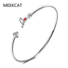 Real 925 Sterling Silver Women Bracelets Cuff Butterfly Red Heart Letter Love Wedding Silver Bangle Collocation Jewelry 2024 - buy cheap