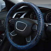 38cm Universal Auto Car Steering Wheel Cover Leather Crocodile Pattern Car Wheel Cover Auto Interior Styling Black Brown Blue 2024 - buy cheap