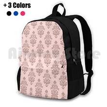 Rose Gold Haunted Mansion Wallpaper Carving Outdoor Hiking Backpack Waterproof Camping Travel Haunted Mansion World Magic 2024 - buy cheap