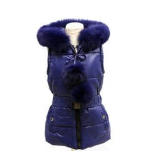 Winter big faux fur collar thick warm  duck down coats female sleeveless vest-style down parkas fur collar warm Down coat F1243 2024 - buy cheap