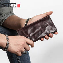 AETOO-cartera larga ultrafina para hombre, billetera de cuero de vaca de primera capa, de estilo retro, a la moda 2024 - compra barato