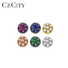 CZCITY Colorful Stud Earrings Pure 925 Sterling Silver Clear CZ Fashion Jewelry for Women 2020 Christmas Dating Gifts SE-476 2024 - buy cheap