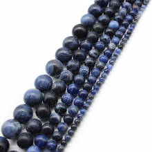Natural Stone Old Blue Sodalite Round Loose Beads 15" Strand 3 4 6 8 10 12MM Pick Size For Jewelry Making 2024 - buy cheap