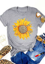 Sunflower Leopard Printed T-Shirt Gray Tops Tee Women Summer Short Sleeve 2020 New O-neck Casual Tops Female Streetwear 2024 - buy cheap