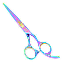 6,0 "5,5" Красочные Сакура ножницы для стрижки волос для парикмахеров Япония сталь Парикмахерские ножницы для салонов филировочные ножницы LZS0271 2024 - купить недорого
