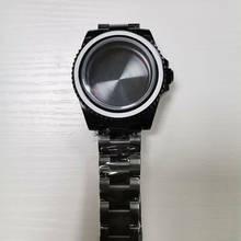 Reloj de cristal de zafiro para hombre, pulsera con tornillo, bisel giratorio, parte trasera Mental, color negro, para NH35, NH35A, NH36, NH36A 2024 - compra barato