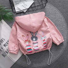 Cartoon Rabbit Girls Jackets Autumn Hooded Casual Boys Windbreaker Coat Zipper Fashion Children Outerwear Kids Clothes 2-7 Years 2024 - buy cheap