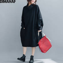 Dimanaf vestido feminino de algodão, folgado, vintage, de inverno, grosso, gola alta, estilo morcego, de grandes dimensões, 2021 2024 - compre barato