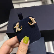 Umgodly marca de luxo tubarão orelha studs zircão cúbico cor ouro feminino cz brincos moda jóias 2024 - compre barato