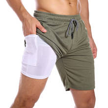 Pantalones cortos deportivos de camuflaje 2 en 1 para hombre, shorts masculinos de secado rápido para gimnasio y fitness, diferentes tallas, 2020 2024 - compra barato