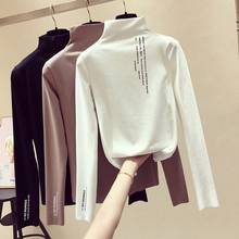 New Bottoming Shirt Autumn Winter Korean Students Half-high Collar Slim Long-sleeved T-shirt Female Thin 2024 - buy cheap