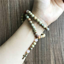 Natural RoseQuartz & Aqua Terra Jaspers Bracelet Yoga Mala  Bracelet   Wrist mala 2 Laps Healing bracelets Meditation Jewelry 2024 - buy cheap