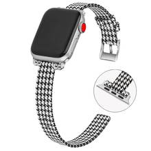 Lona magro + posicionamento contas pulseira para apple pulseira de relógio 38mm 42mm 40mm 44mm correia de moda para iwatch series 6/se/5/4/3 2024 - compre barato