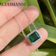 Luomansi 100%-S925 Sterling Silver Jewelry 2 Carat Square Emerald Pendant Necklace Women's Party Anniversary 2024 - buy cheap