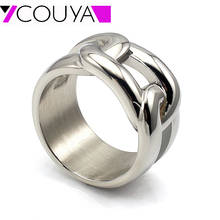 2021 Trendy Shiny Finish Rings for Women Silver Color 316L Stainless Steel Simple Ring Jewelry 2024 - buy cheap
