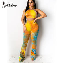 2020 Women Boho Sleeveless Bandage Crop Top Backless Slim Outfit Tracksuit Two Pieces Set Print Skinny Leggings Female Sets 2024 - buy cheap