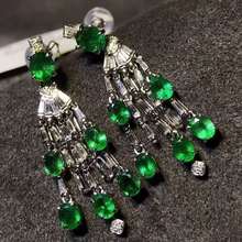 Pendientes de GEMA de Esmeralda verde Natural y Real, joyería de plata de belleza, regalo de fiesta de cumpleaños 2024 - compra barato