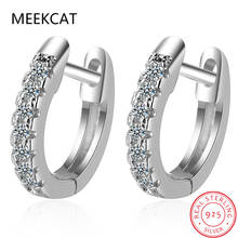 Trendy 925 Sterling Silver Hoop Earrings for Women Sparkling Cubic Zirconia Wedding Jewelry Gift for Girls 2024 - buy cheap