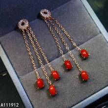 KJJEAXCMY fine jewelry natural red coral 925 sterling silver women earrings support test beautiful 2024 - compre barato